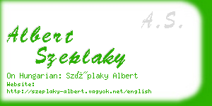 albert szeplaky business card